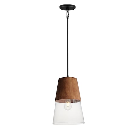 Maxim Lighting Carpenter 10'' Mini Pendant, Walnut/Black 91622CLWNBK